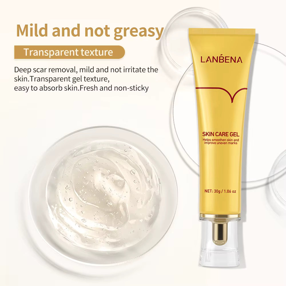 Crema, gel, ulei-ser LANBENA set pentru îndepărtarea cicatricilor, pentru vergeturi, urme de acnee, cu efect antiinflamator și regenerator