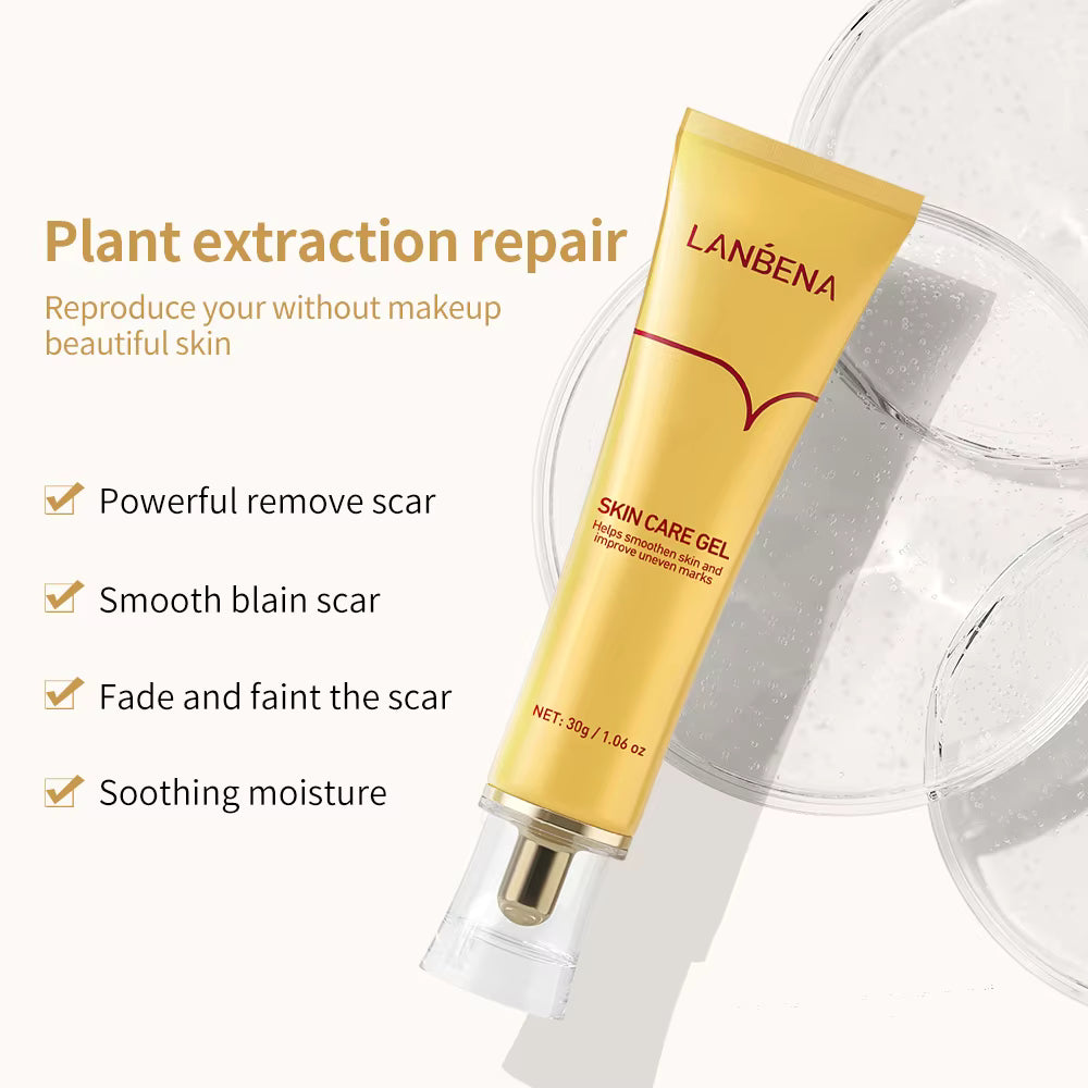 Crema, gel, ulei-ser LANBENA set pentru îndepărtarea cicatricilor, pentru vergeturi, urme de acnee, cu efect antiinflamator și regenerator