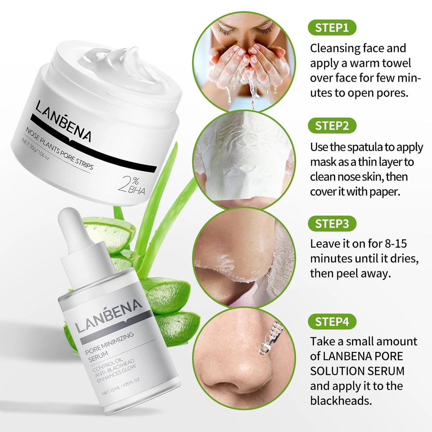 Mască facială LANBENA pentru îndepărtarea punctelor negre este un tratament peel-off care curăță profund porii, elimină punctele negre, strânge pielea și o lasă netedă și revigorată