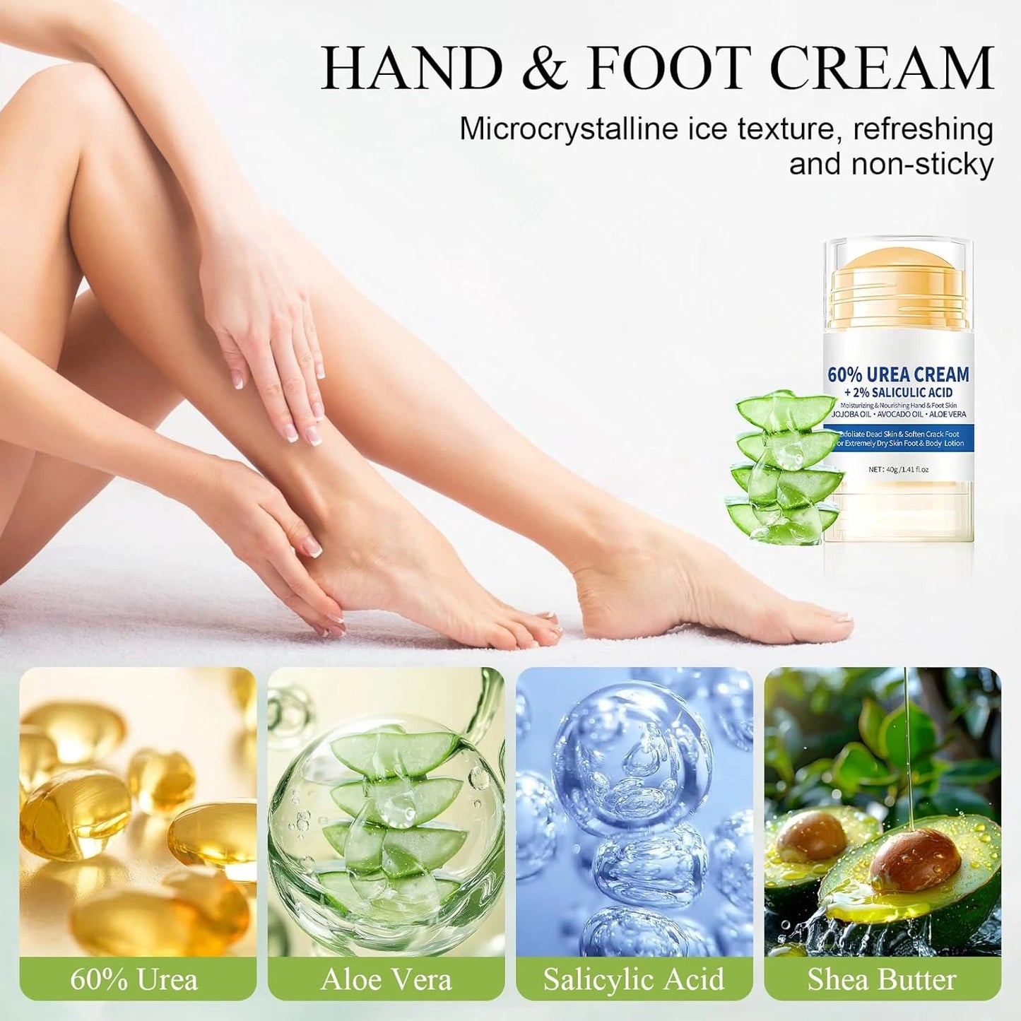 Set stick de 2 bucăți cremă pentru picioare cu aromă de piersică și 60% uree, Cremă hidratantă pentru coate, picioare, Repară pielea uscată, Mâini, Călcâie, Coate și Genunchi, Înmoaie, Hidratează și Hrănește Îngrijirea picioarelor pentru femei și bărbați