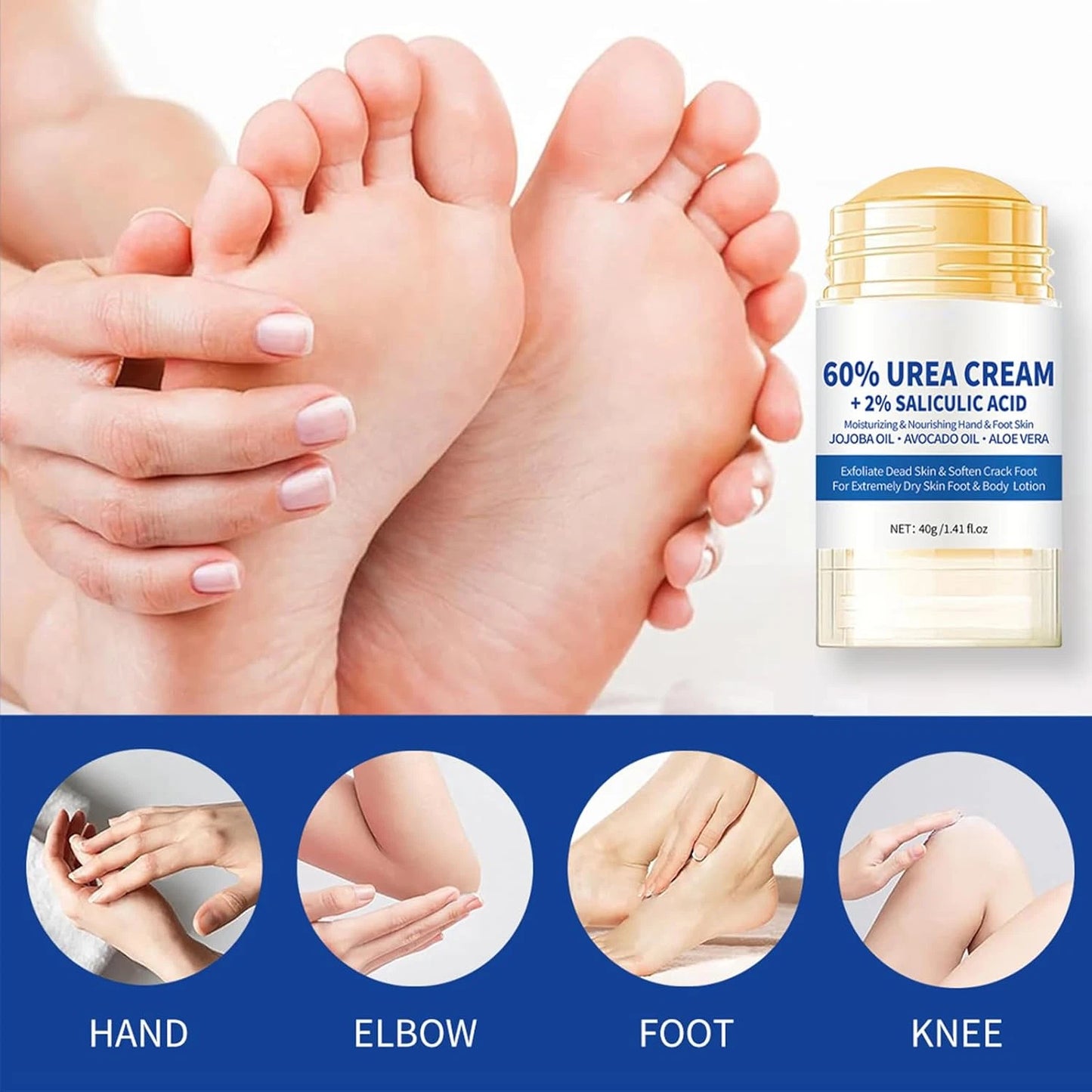 Set stick de 2 bucăți cremă pentru picioare cu aromă de piersică și 60% uree, Cremă hidratantă pentru coate, picioare, Repară pielea uscată, Mâini, Călcâie, Coate și Genunchi, Înmoaie, Hidratează și Hrănește Îngrijirea picioarelor pentru femei și bărbați